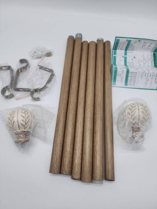 lot 69354 image: Metal Wood Look, Curtain Rod Set - Retail $35