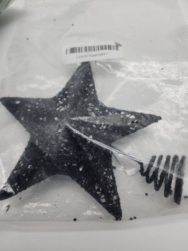 lot 69364 image: Black Glittery Christmas Tree Topper - Retail $15