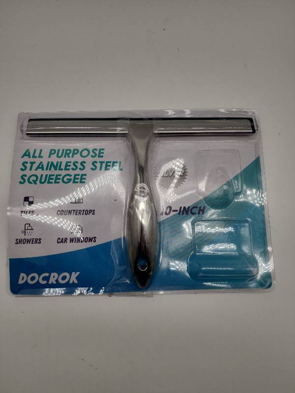 lot 69385 image: DOCROK 10-inch All Purpose Stainless Steel Squeegee (READ DESCRIPTION) Sold As Is - Retail $12