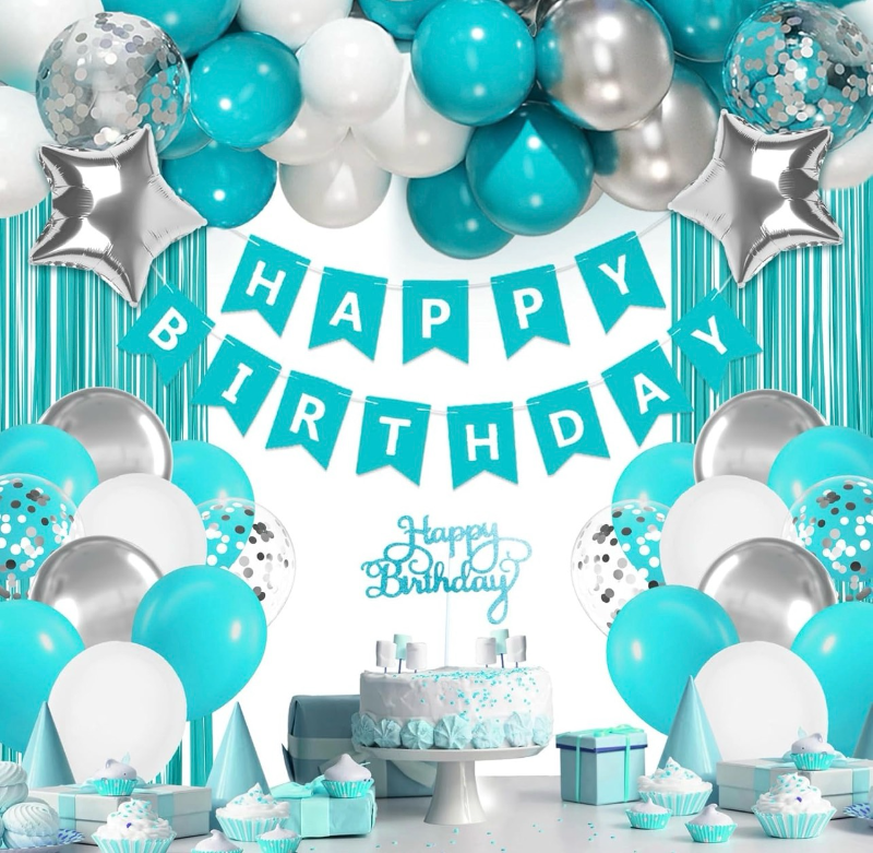lot 70066 image: Teal Birthday Decorations - Retail $9
