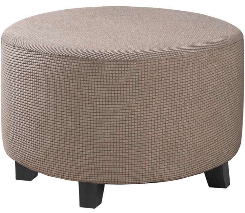 lot 70127 image: Ottoman Cover Stretch Ottoman Slipcover Round Ottoman - Retail $41