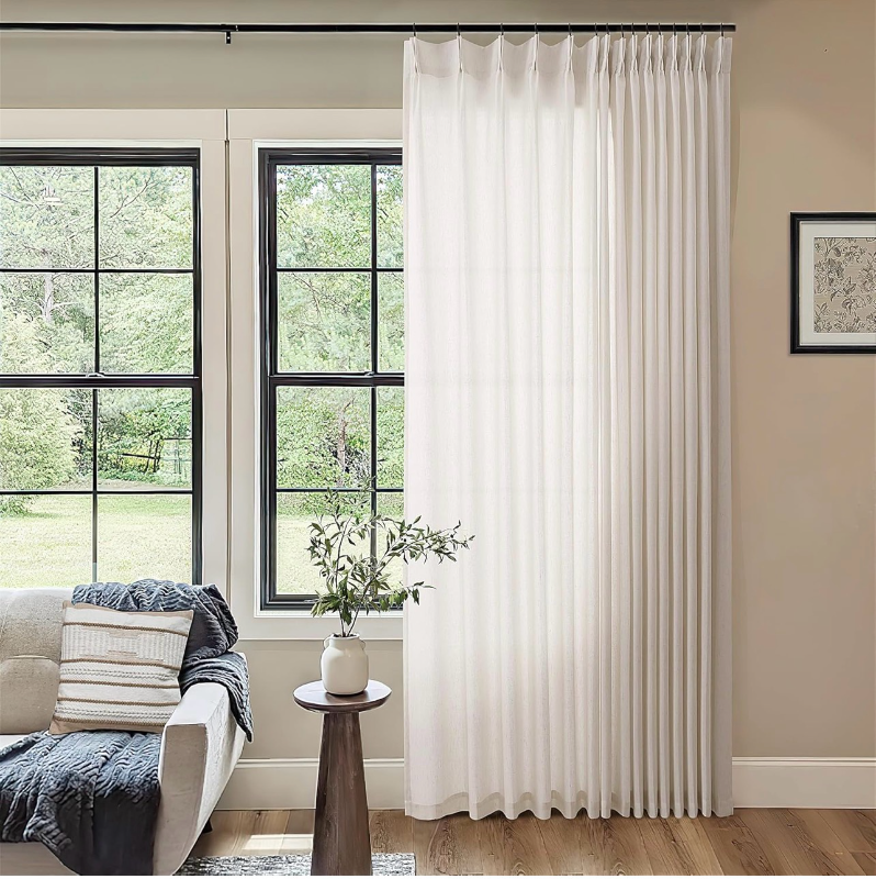 lot 70134 image: Pinch Pleated Linen 102 Inch Curtains 72 Inch - Retail $68