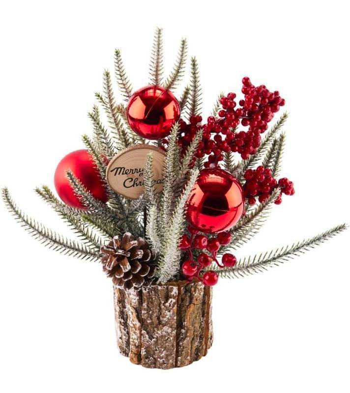 lot 70563 image: Rustic Christmas Tree Centerpiece with Wood Base - Retail $24