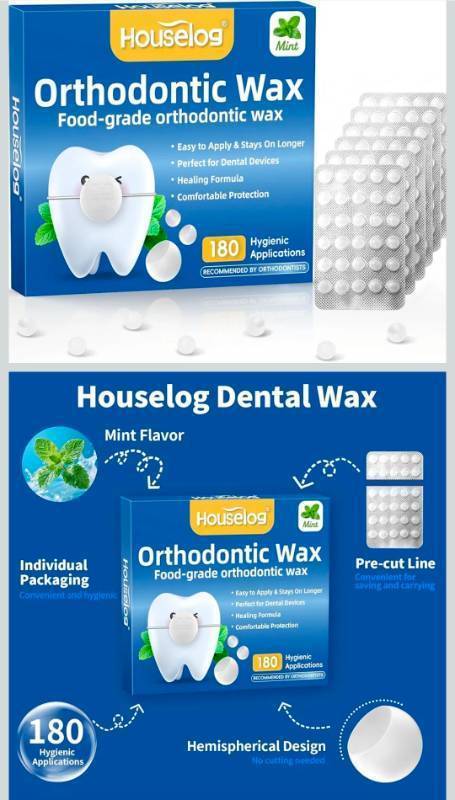 lot 70639 image: Houselog Mint Orthodontic Dental Wax - 180 Applications - Retail $12