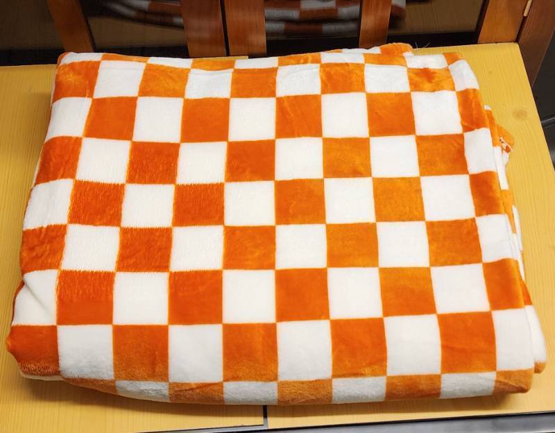 lot 70678 image: Orange and White Checkered Throw Blanket (60x80in) - Retail $25