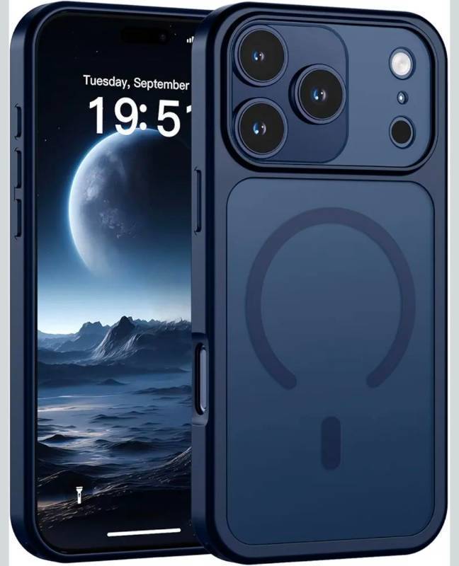 lot 69567 image: SUPFINE Magnetic for iPhone 17 Pro Case (Compatible with MagSafe)(Military Grade Drop Protection)(Camera Protection) Translucent Matte Shockproof Phone Cover,Dark Blue - Retail $15