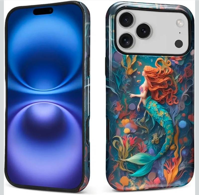 lot 69585 image: DAIZAG Case for iPhone 17 Pro Max,Sleeping Mermaid Full Body Design Hybrid Dual Protection Soft TPU Hard PC Shockproof Scratch Resistant Protective Cover Phone Case for Men Women - Retail $15