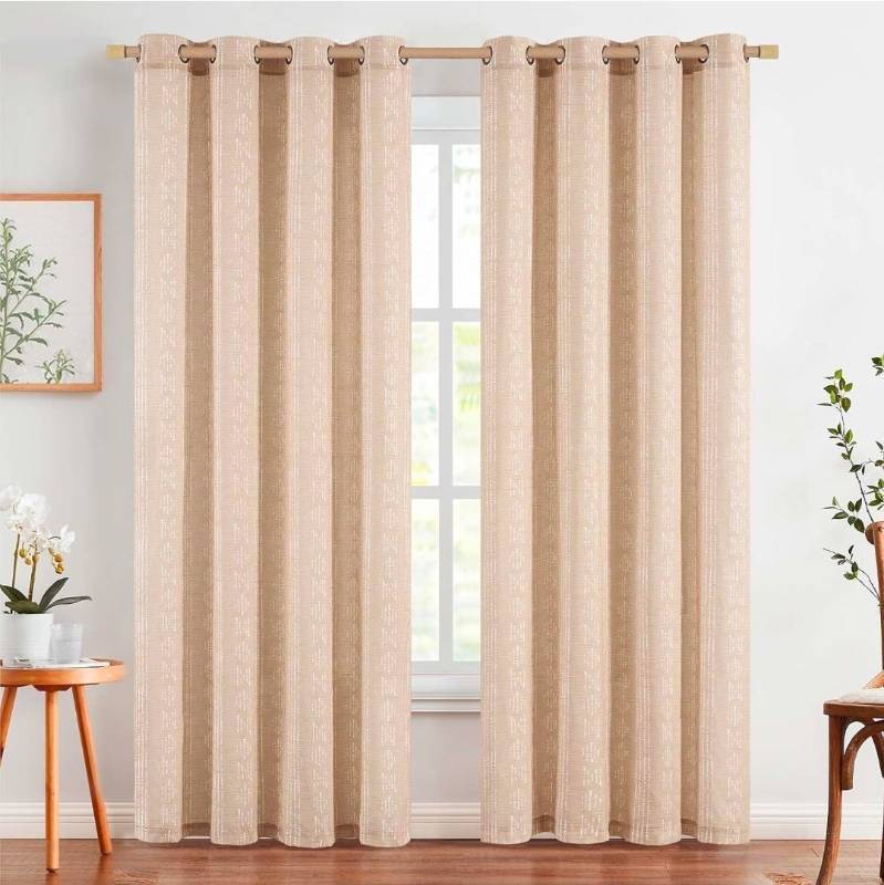 lot 69586 image: Textured Beige Grommet Curtain Panel - Retail $35