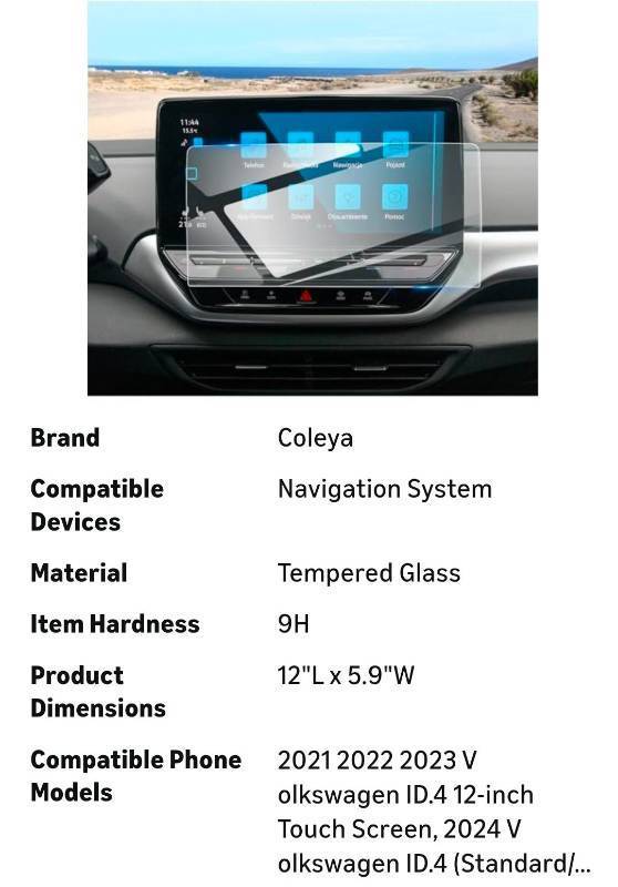 lot 69680 image: Volkswagen ID.4 Screen Protector 12-inch - Retail $19