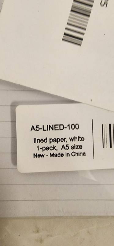 lot 69687 image: A5 Lined Paper Pack - 100 Sheets - Retail $5
