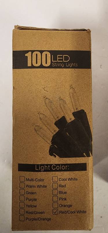 lot 69702 image: 100 LED RedCool White String Lights - 33ft IndoorOutdoor  - Retail $12