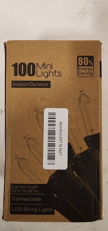 lot 69703 image: 100 LED Mini String Lights - IndoorOutdoor (Green) - Retail $12