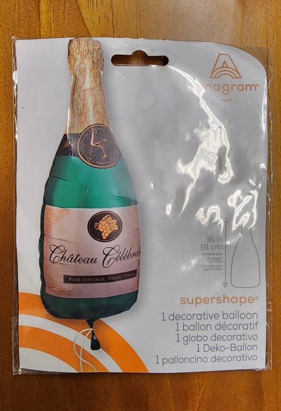 lot 69731 image: Anagram Champagne Bottle Supershape Foil Balloon - Retail $8
