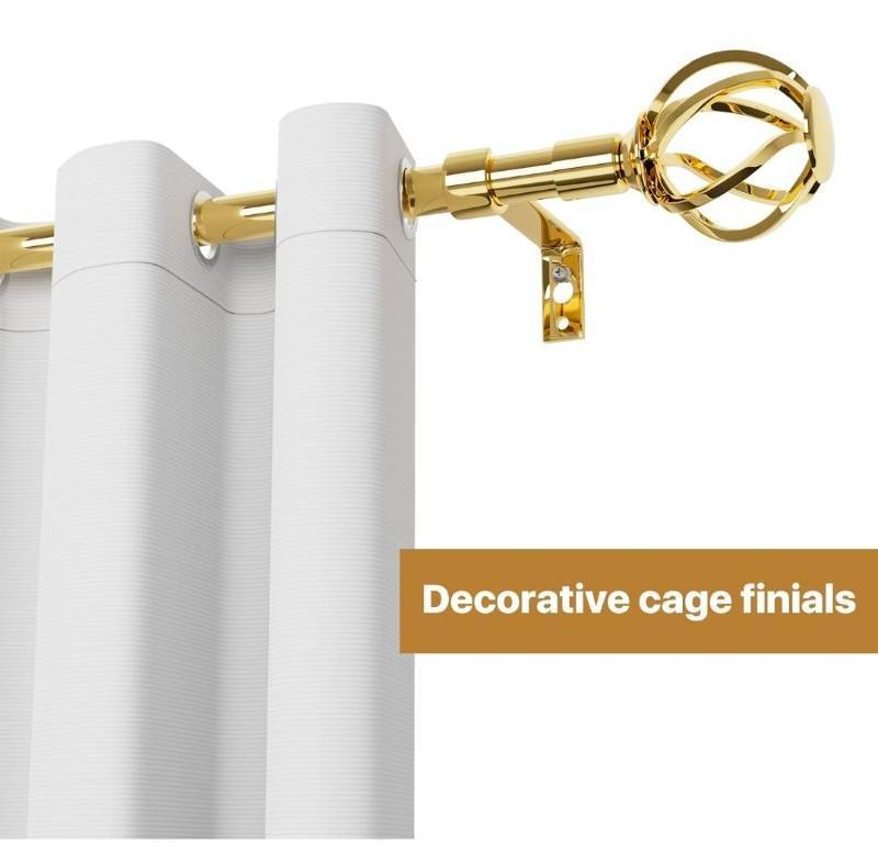 lot 69791 image: Gold Double Curtain Rod Set with Decorative Finials - Retail $25
