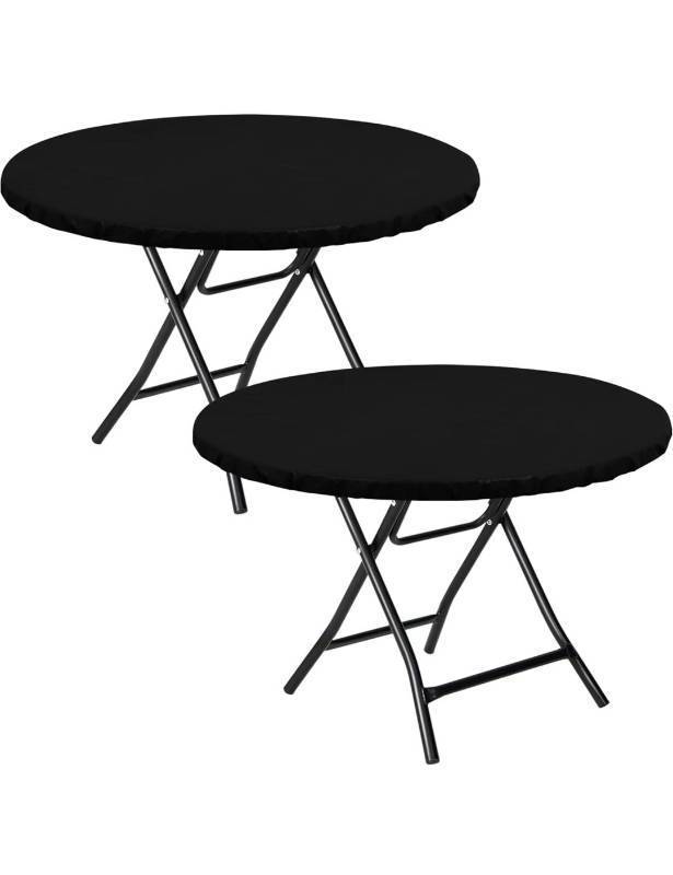 lot 69810 image: Round Folding Table Cover Set - Black - Retail $25
