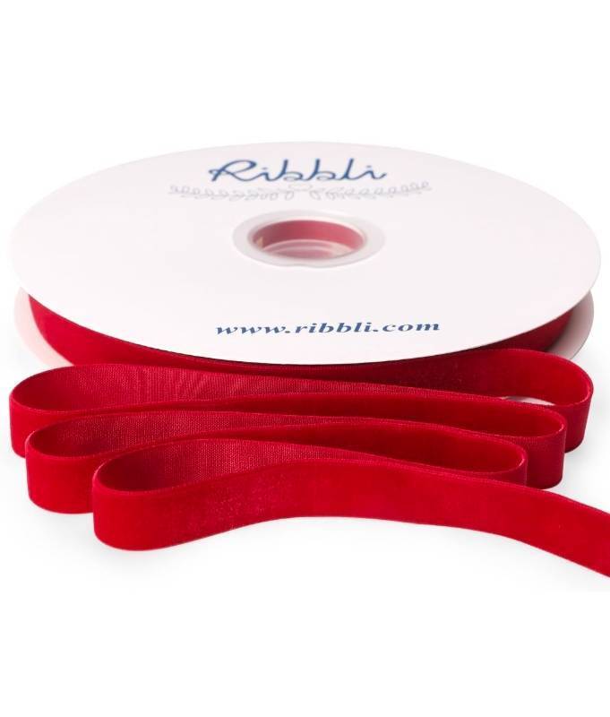 lot 69821 image: Ribbli Dark Red Velvet Ribbon 58 Inches Continuous 25 Yard Spool Dark Red Christmas Ribbon for Gift Wrapping Crafts Home Decor - Retail $10
