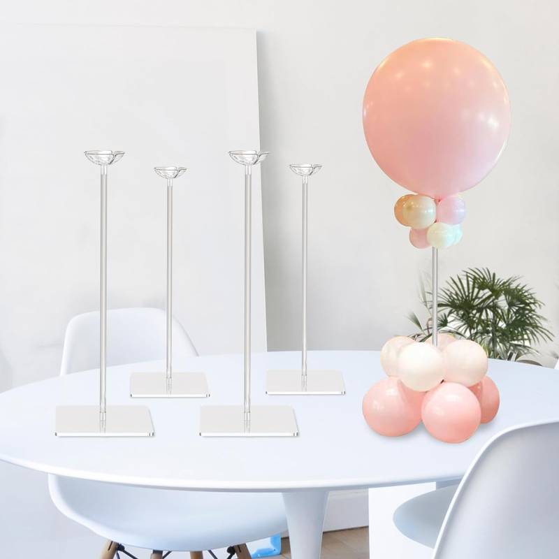 lot 17992 image: TEKXYZ 15.75 Inch Height Clear Acrylic Balloon Stand for Table Centerpiece Decoration, Set of 4