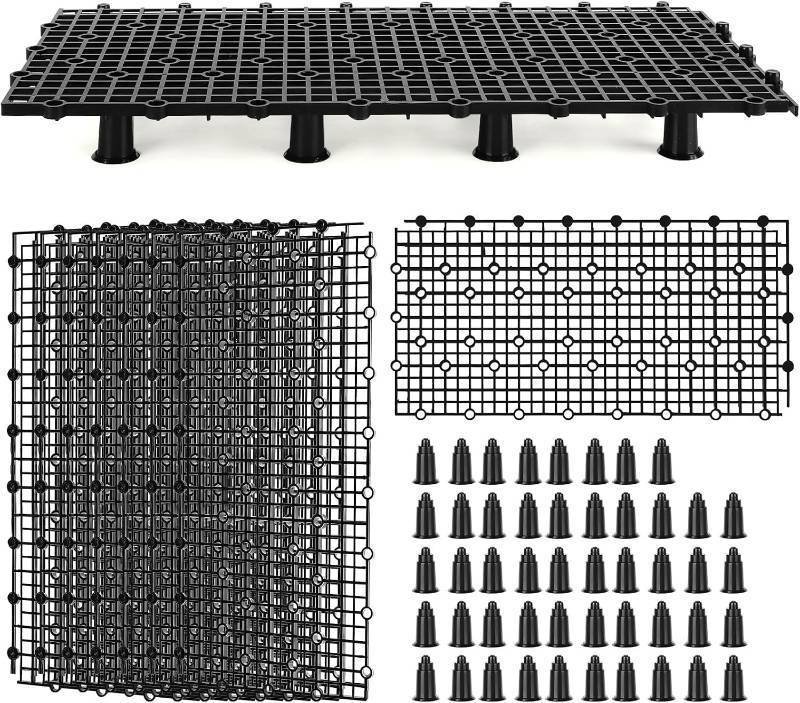 lot 17996 image: 8pcs Aquarium Fish Tank Divider Filter Bottom with Bracket, Plastic Egg Crate Grid (11.6X5.7inch) for Fish Tank Separation, Bottom Filtration & DIY Aquascaping (Black, 48 Brackets)