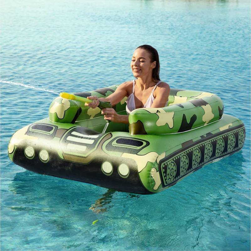 lot 22307 image: Inflatable Tank Pool Floats Adults - Jasonwell Kids Pool Floaties Swimming Pool Tank with Water Cannon Gun Swim Floaty Rafts Lake Beach Party Pool Toys for Boys Girls Kids Adults Green