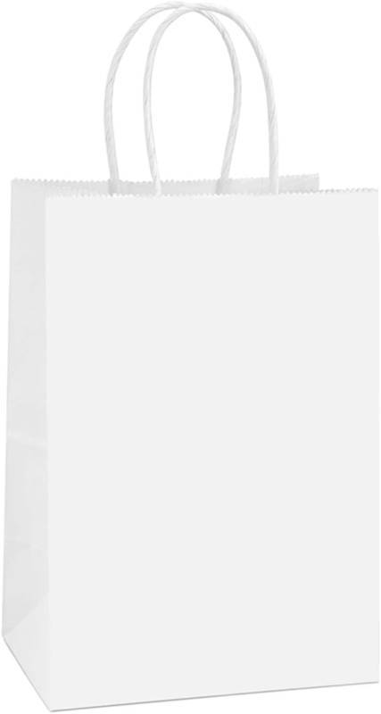lot 22457 image: BagDream Gift Bags 100Pcs 5.25x3x8 Small Kraft Paper Gift Bags with Handles Bulk, White Paper Sacks for Wedding Birthday Party favor, Retail, Merchandise, Small Grocery
