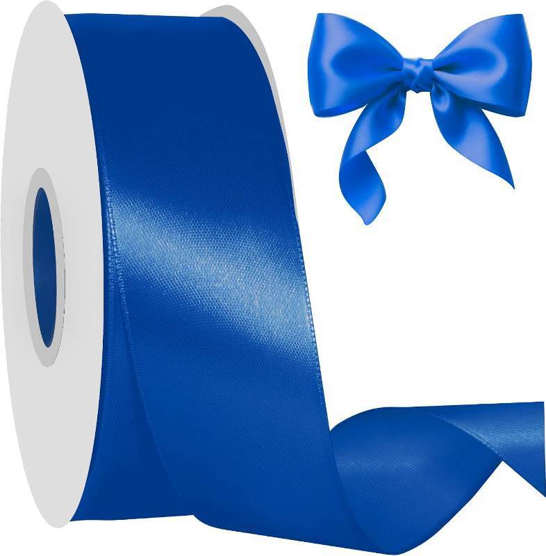 lot 3309 image: Blue Christmas Satin Ribbon   60 Yards x 1-12 Inch Soft, Non-Fading Ribbon for Gift Wrapping, Christmas Tree Decor, Bows, Holiday Crafts, DIY Projects, Flower Arrangements & Hair Accessories