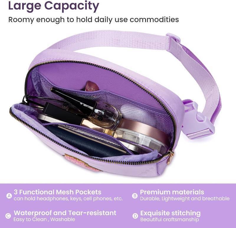 lot 3320 image: Birthday Gifts for 4 5 6 7 8 9 10 11 12 13 14 Year Old Girls, Fashion Waist Packs Fanny Pack for Girls Kids, Cute Belt Bag Crossbody Bags Teen Trendy Stuff Travel Essentials (Purple, S)