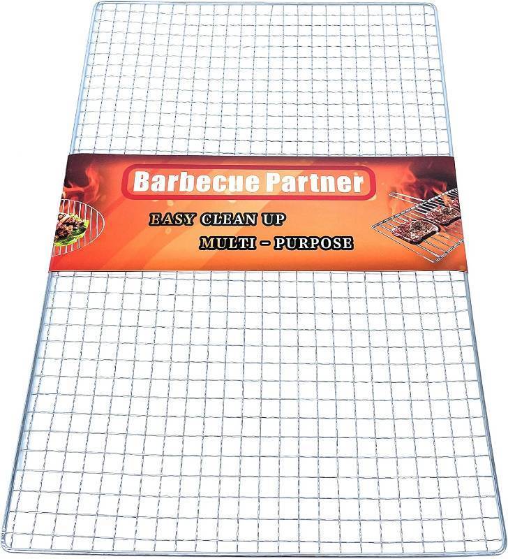 lot 3499 image: portable campfire barbecue grill wire mesh rack mat grate for stove charcoal, Rectangular, 17.7 inch , Stainless steel color