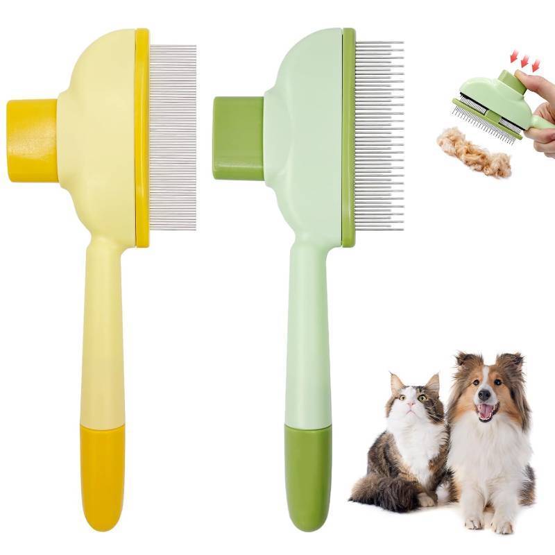 lot 3636 image: 2 PCS Flea Comb for Cats Dogs Brush for Shedding Pet Hair Removal Comb with Long & Short Stainless Steel Teeth for Deshedding
