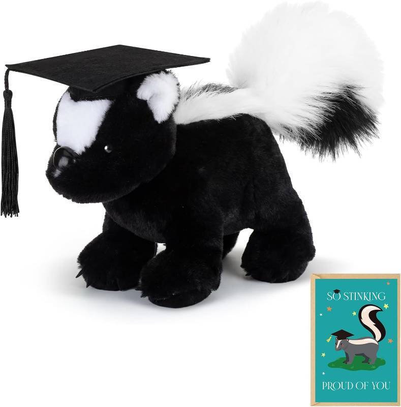 lot 2907 image: Civaner 3 Pcs Funny Skunk Graduation Gift Set Include 8 Inch Skunk Plush Toy Wearing Grad Cap Humorous Congratulations Card with Envelope So Stinking Proud of You Pun Gift for Grad 2026