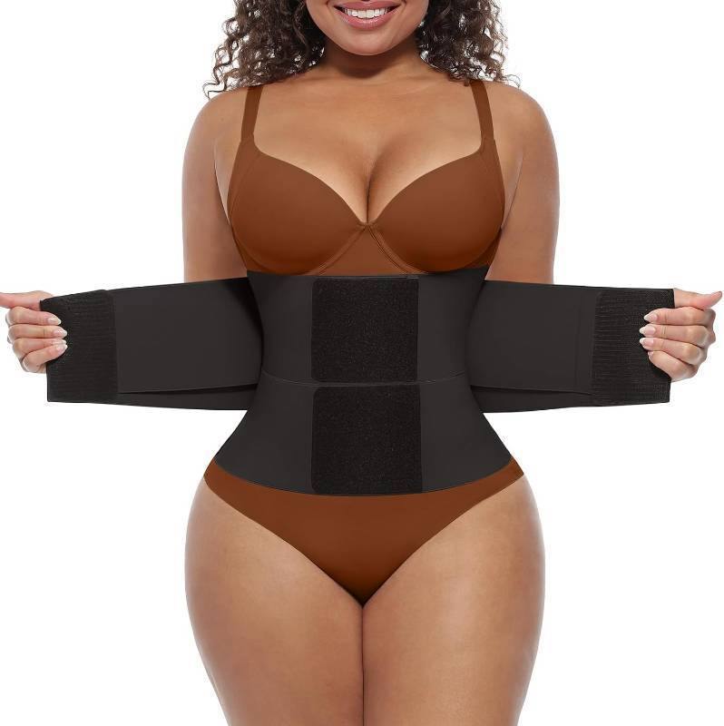 lot 45115 image: FeelinGirl Waist Trimmer Belt Waist Trainer Stomach Wrap Tummy Control  Body Shaper, Breathable Compression, 3-Layer Adjustable Closure, Supports Workouts, Posture, Lower Belly Fat SIZE XS