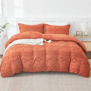 lot 48642 image: EMME Boho Duvet Cover Twin Size Pumpkin - 2 Pieces Soft & Breathable Tufted Boho Shabby Chic Embroidery Bedding Set for All Seasons, 1 Duvet Cover with 1 Pillow Shams & Zipper Closure (Pumpkin, Twin)