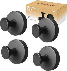lot 79000 image: 4Pcs Suction Cup Hooks, Suction Cup Hooks for Shower,Removable Towel Hooks for Bathroom Window Glass Door Wall, Bath Robe Looafh Wreath Hook for Hanging (Black)