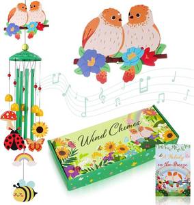 lot 48661 image: Colorful Bird Wind Chimes Outdoor Garden Decor Hanging Chime - Stock Photo Approximate, Easter Theme