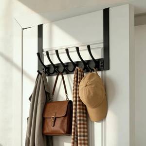 lot 48685 image: Over The Door Hooks with 6 Hooks for Hanging-Space-Saving,Over The Door Hanger,Over The Door Towel Rack,Towel Hanger for Bathroom,Guaranteed Quality & Compressed Packaging (1, Black)