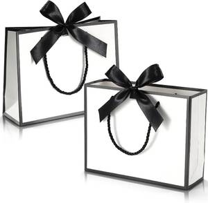 lot 48688 image: DOYIDE 2 Pack Thank You Gift Bags with Handles, 9x7x3.1in Paper Gift Bags with Bow Ribbon, White Party Favor Bags for Any Birthday Wedding Baby Shower Bridesmaid Party Medium Gift Wrap Bags