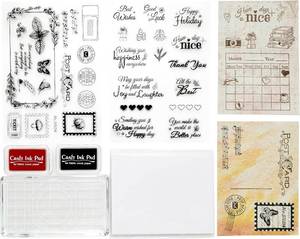 lot 79007 image: CraftyManor Clear Stamps for Scrapbooking, Vintage Stamp for Journaling, Card Making Supplies for Crafting, DIY, Photo Album Decor and Junk Journal 5.8x8.3inches (Postcard  Text Set)