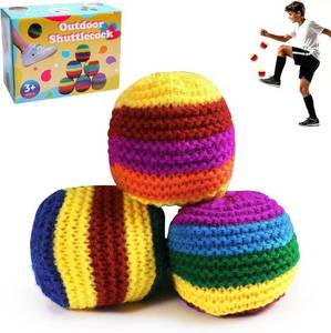 lot 79022 image: 36 Pack Knitted Footbag, Sand Filled Hacky Ball - Durable Handmade Kick Sack for Kids Adults Outdoor Game & Retro 90s Toy