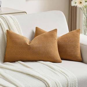lot 79024 image: FUTEI Pack of 2 Chenille Throw Pillow Covers 12x20 Inch,Bronze