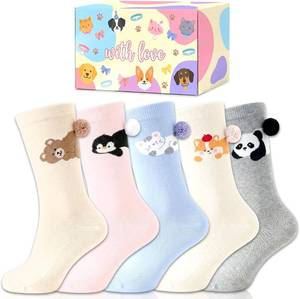 lot 79051 image: 5 Pairs Cat Socks for Women Funny Socks 3D Novelty Silly Sock for Women Weird Stuff Animal Kitty Cat Lovers Gift