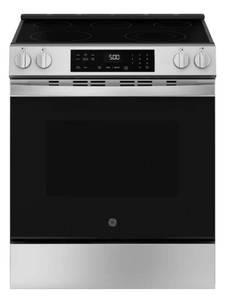 lot 8 image: GE Electric Range Slide-in Cooktop Oven Stainless Steel - Retail $1,200
