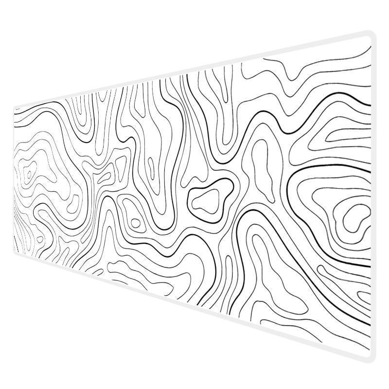 lot 16466 image: White Mouse Pad, Topographic Mouse Pad Large, Gaming Desk Pad, XL Mousepad, Keyboard Pad, Desk Mat, 31.5 x 11.8 in, Minimalist Contour for Office - Retail $13