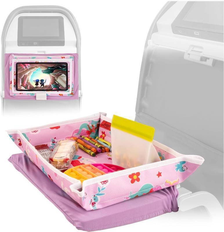 lot 51500 image: Gear Kids Airplane Tray Table Cover with Pockets - Mermaids Pattern - Airplane Travel Essentials for Kids & Toddlers - Organizer, Snack & Tablet Holder