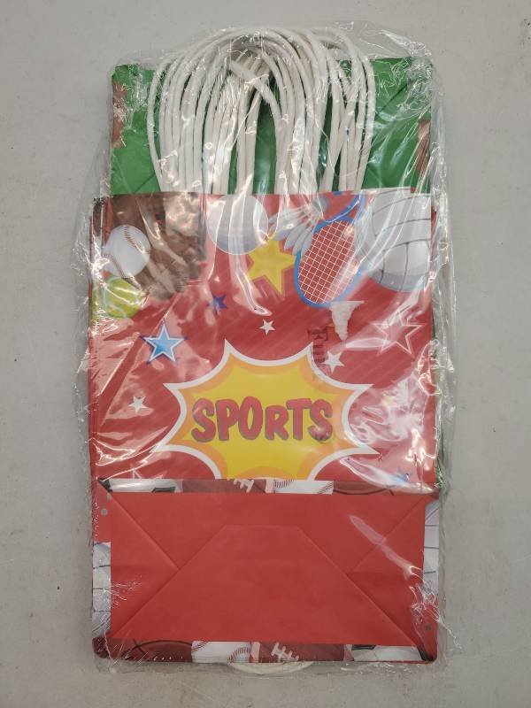 lot 22685 image: 15 Pcs Sports Party Favor Bags Goodie Gift Bag with Handles, Party Supplies