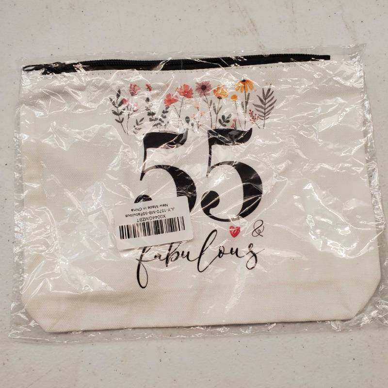 lot 11070 image: 55th Birthday Gifts for Women, Fabulous Makeup Bag, 55th Birthday Decorations for her, Funny Turning 55 Year Old Gifts for Grandma Mom Female Wife Aunt Friend Bestie Mothers Day Wedding Anniversary