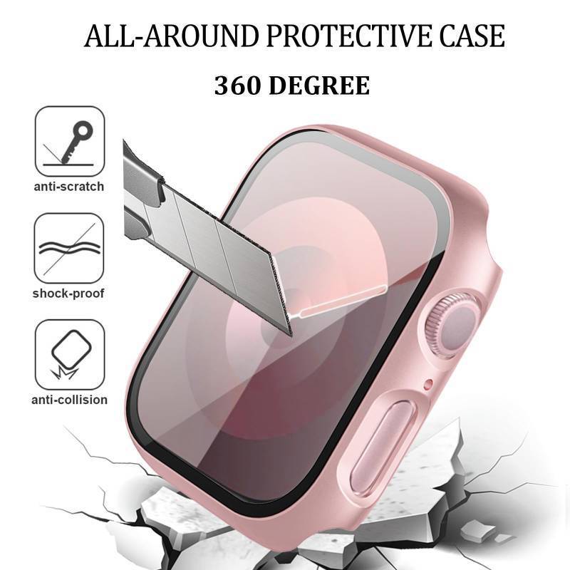 lot 51258 image: 3-Pack Case Compatible with Apple Watch 44mm Series SE 2nd Gen 6 5 4 with Tempered Glass Screen Protector, QCKANLJ Ultra-Thin Hard PC Full Protective Face Cover Bumper for iWatch 44mm