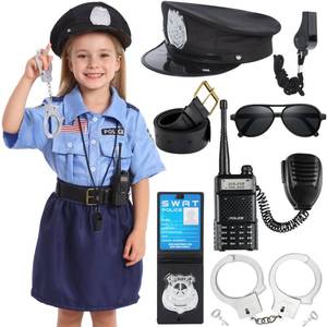 lot 29114 image: Police Costume for Kids,Police Officer Costume for Girls,Halloween Costumes for Kids Ages 5-10,Toddler Cop Costumes - Retail $23