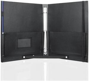 lot 29121 image: Large Black Choral Music Folders, 3 Ring Choir Music Binder, PU Material, Hand Strap, Retention Strap - Retail $22