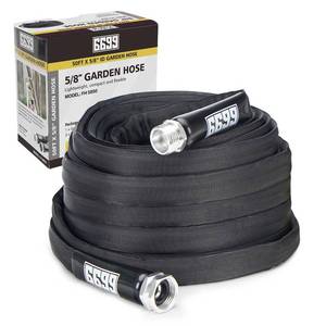 lot 29144 image: Garden Hose 50FT x 58 Flexible Lightweight Garden Flat Water Pipe with 34Solid Fittings for Watering FlowersLawns Car Wash Pet Washing - Retail $20