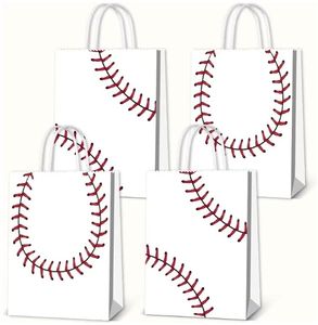 lot 29161 image: 16pcs Baseball Snack Bags For Kids with Handles Baseball Goodie Bags Favors Baseball Treat Bags Baseball Gift Bags - Retail $10