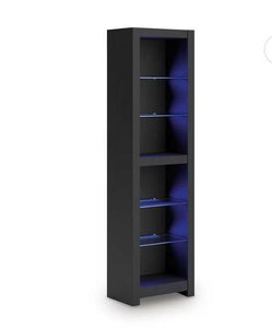 lot 21215 image: Signature Design by Ashley Cayberry Pier 5-Shelf Tall Bookcase Black Wood  Retail $400